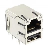 ARJE-0032 модульный разъем, RJ45 with USB A, 1 порт, 10/100 Base-T, Shielded