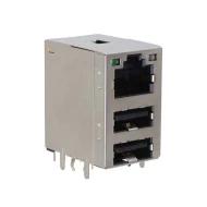 MTJ-DUSB-88JX1-FS-RL35-M86C разъем модульный, RJ45 с USB A, двойной, 1 порт, экранированный