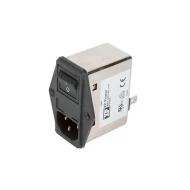 FFSAS06BFR входной разъем питания, IEC 320-C14, 6А, 115/230ВAC, Filtered (EMI, RFI)