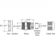 NG-9514 кабельный ввод, Cable Gland, 6-11мм, PG13.5, Nylon